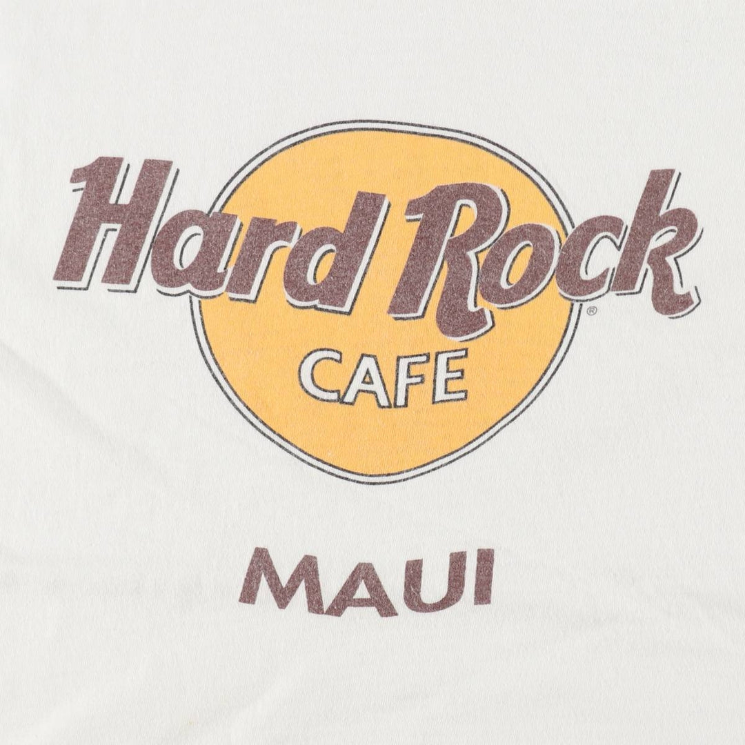 90'S Hanes BEEFY-T Hard Rock Cafe Advertising T-Shirt, Made in USA, Men's Size L (approx.), Vintage cotton white type Vintage Second Hand