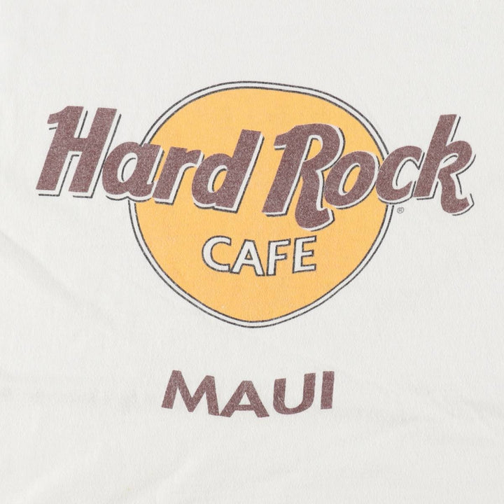 90'S Hanes BEEFY-T Hard Rock Cafe Advertising T-Shirt, Made in USA, Men's Size L (approx.), Vintage cotton white type Vintage Second Hand