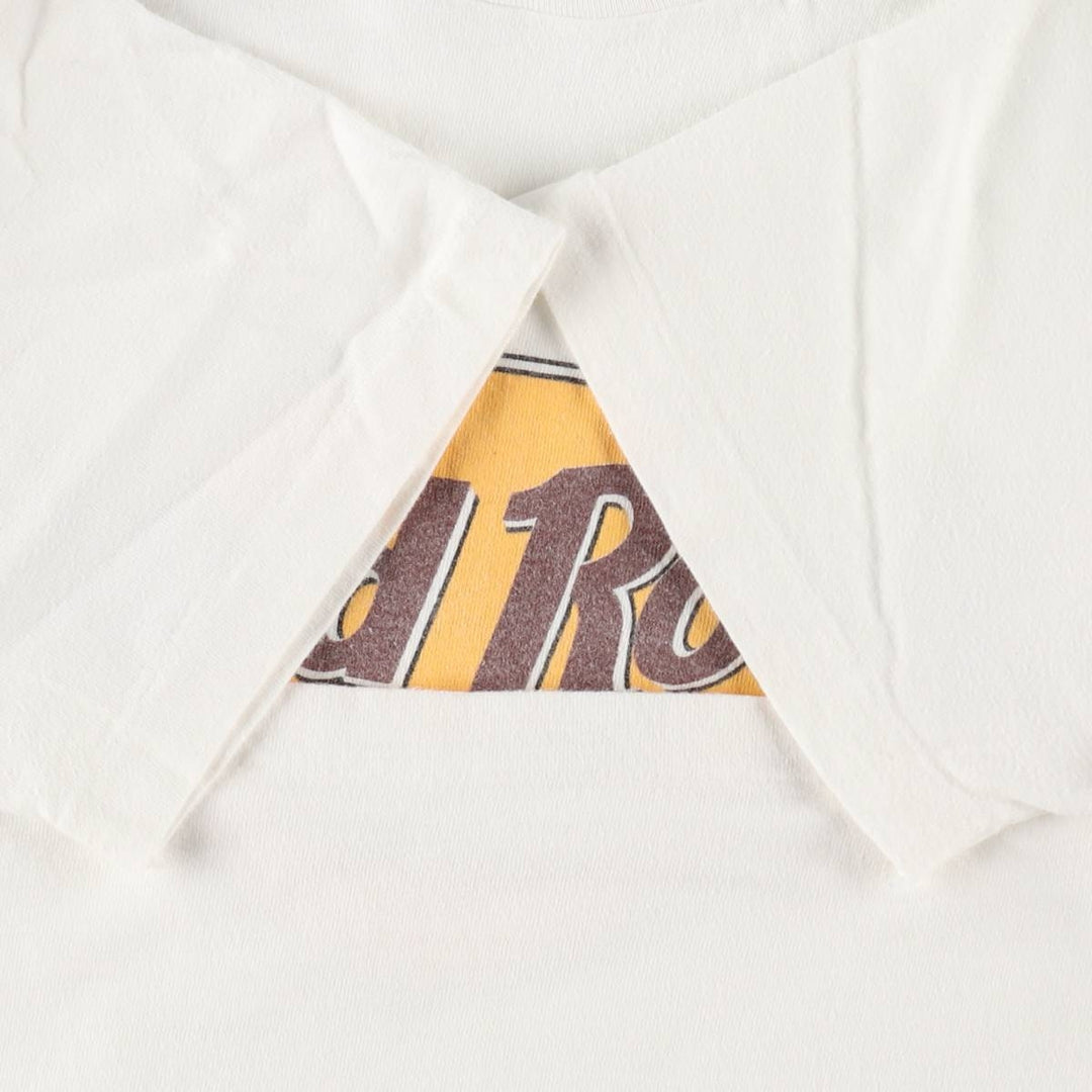 90'S Hanes BEEFY-T Hard Rock Cafe Advertising T-Shirt, Made in USA, Men's Size L (approx.), Vintage cotton white type Vintage Second Hand