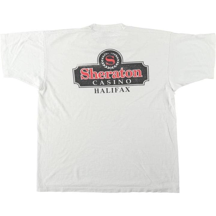 90'S Fruit of the Loom BEST Sheraton Casino Advertising T-Shirt, Made in USA, Men's XL equivalent, Vintage cotton white type Vintage Second Hand