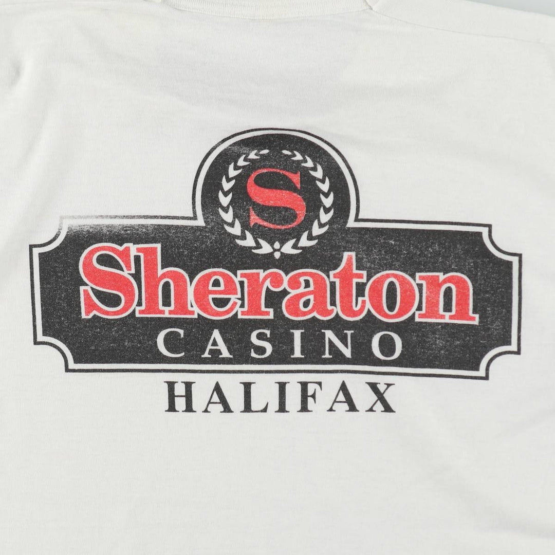 90'S Fruit of the Loom BEST Sheraton Casino Advertising T-Shirt, Made in USA, Men's XL equivalent, Vintage cotton white type Vintage Second Hand