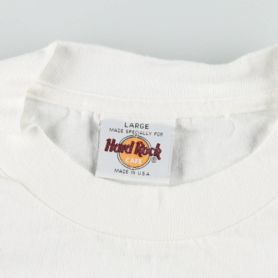 90'S HARD ROCK CAFE Hard Rock Cafe Advertising T-shirt Made in USA Men's L Vintage cotton white type Vintage Second Hand