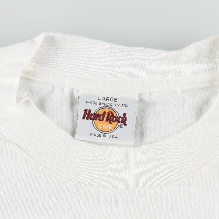 90'S HARD ROCK CAFE Hard Rock Cafe Advertising T-shirt Made in USA Men's L Vintage cotton white type Vintage Second Hand