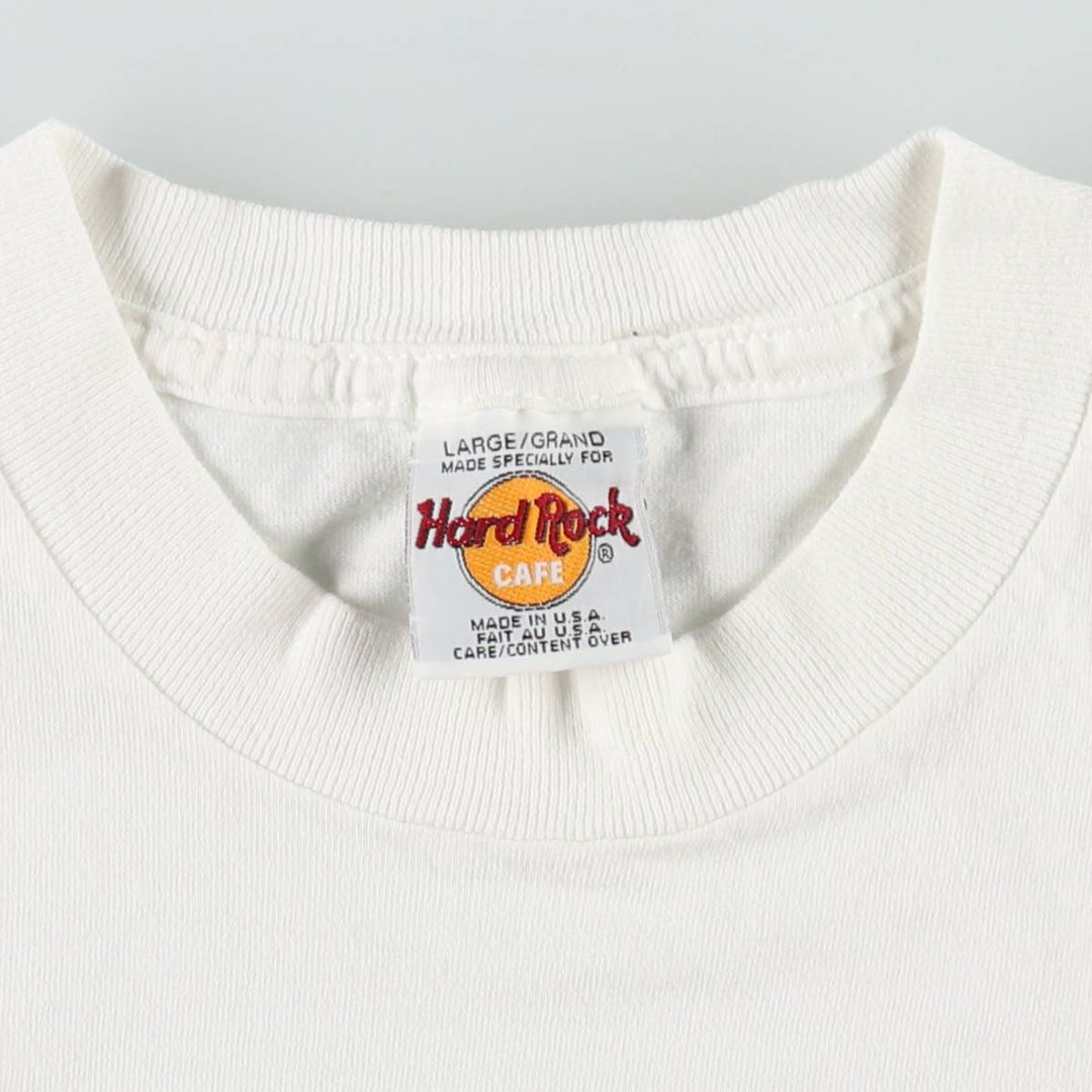 90'S HARD ROCK CAFE Hard Rock Cafe Advertising T-shirt Made in USA Men's L Vintage cotton white type Vintage Second Hand