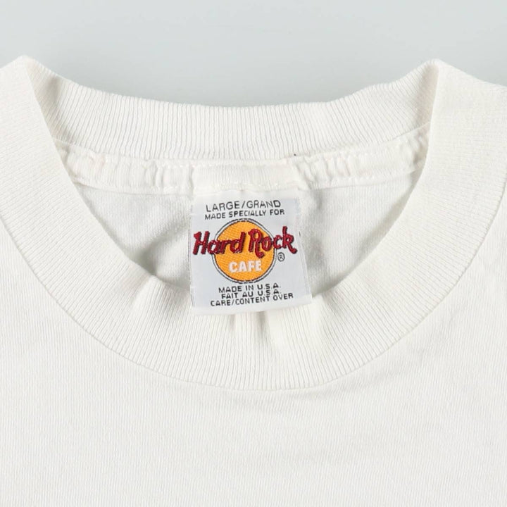 90'S HARD ROCK CAFE Hard Rock Cafe Advertising T-shirt Made in USA Men's L Vintage cotton white type Vintage Second Hand