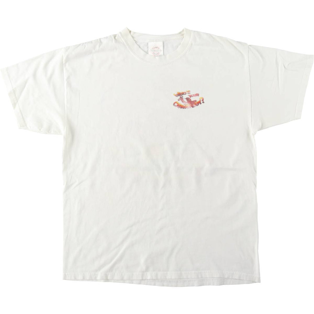 2000'S TABASCO advertising T-shirt, men's size L (approx.) cotton white type Vintage Second Hand