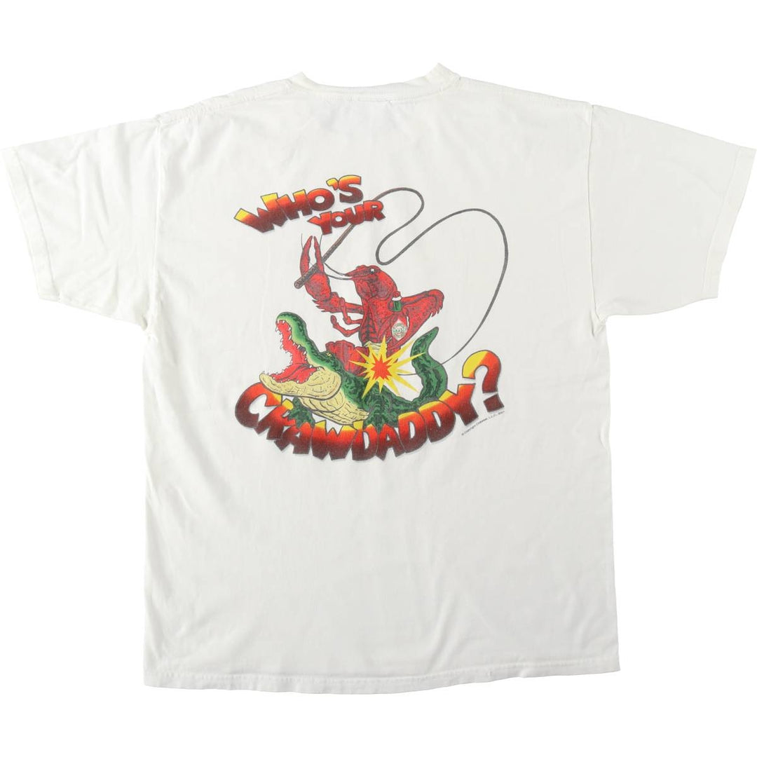 2000'S TABASCO advertising T-shirt, men's size L (approx.) cotton white type Vintage Second Hand
