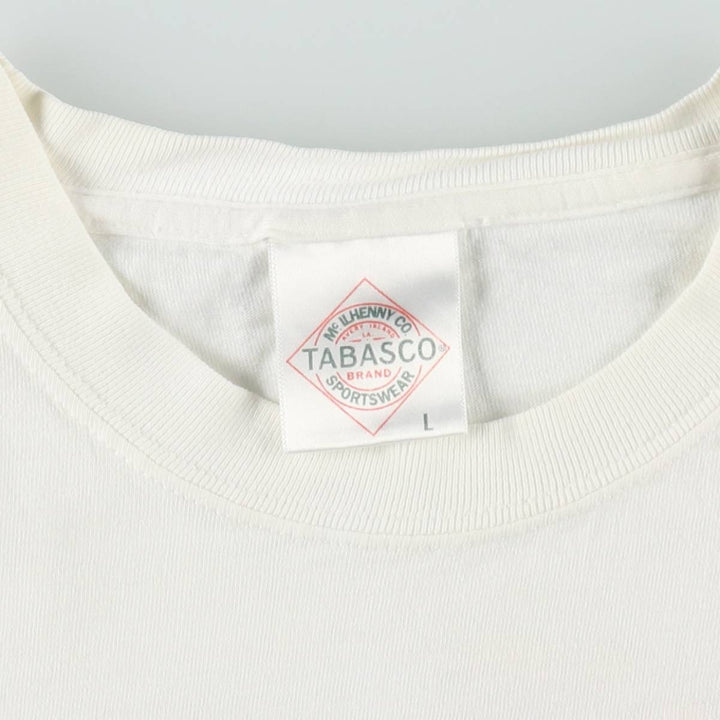 2000'S TABASCO advertising T-shirt, men's size L (approx.) cotton white type Vintage Second Hand