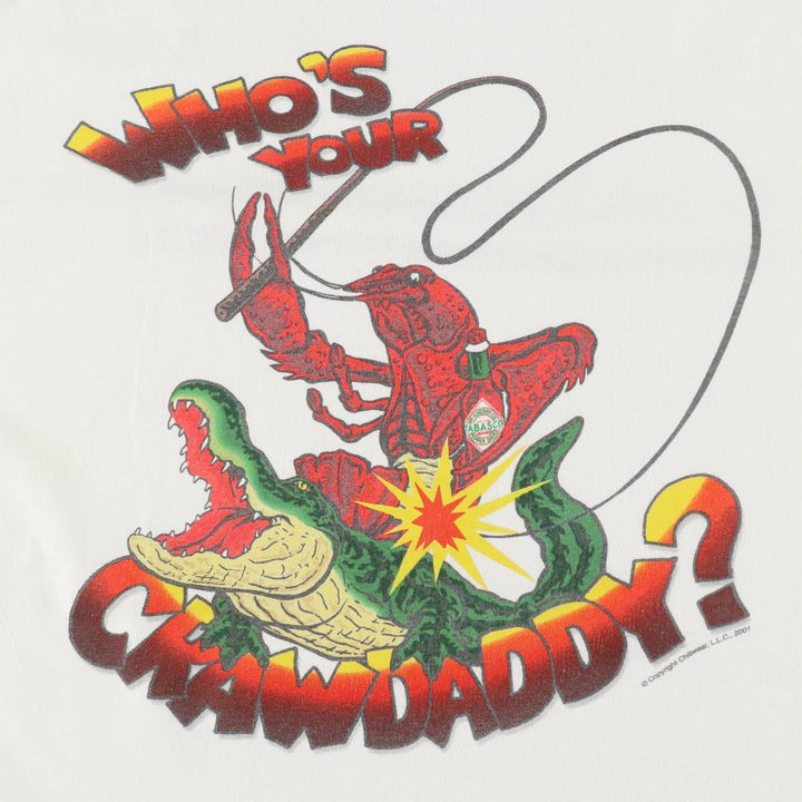 2000'S TABASCO advertising T-shirt, men's size L (approx.) cotton white type Vintage Second Hand