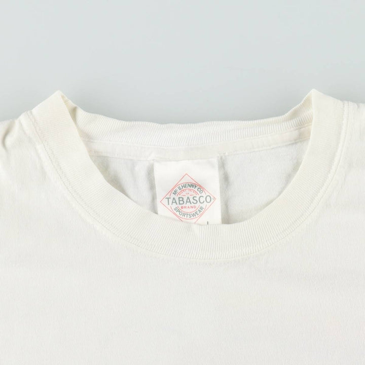 2000'S TABASCO advertising T-shirt, men's size L (approx.) cotton white type Vintage Second Hand