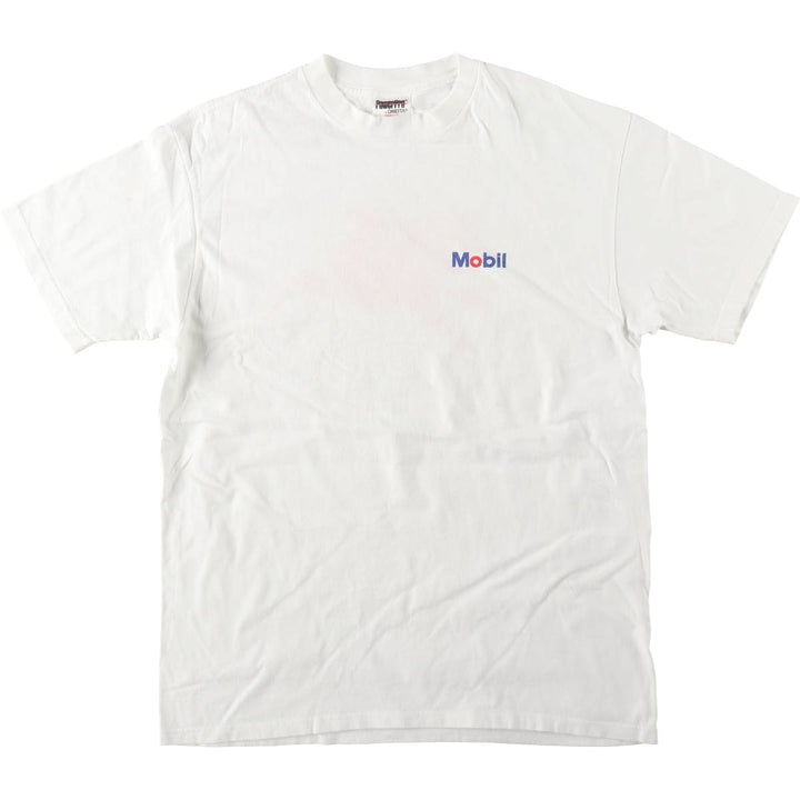 90'S POWERPRO by ONEITA Mobil Advertising T-shirt, Men's Size L (approx.), Vintage cotton white type Vintage Second Hand