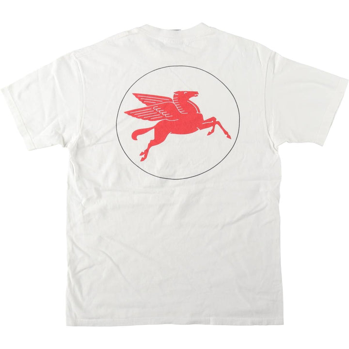 90'S POWERPRO by ONEITA Mobil Advertising T-shirt, Men's Size L (approx.), Vintage cotton white type Vintage Second Hand