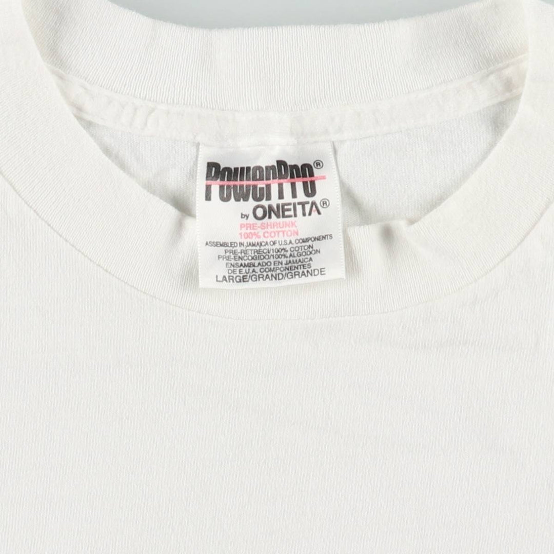 90'S POWERPRO by ONEITA Mobil Advertising T-shirt, Men's Size L (approx.), Vintage cotton white type Vintage Second Hand