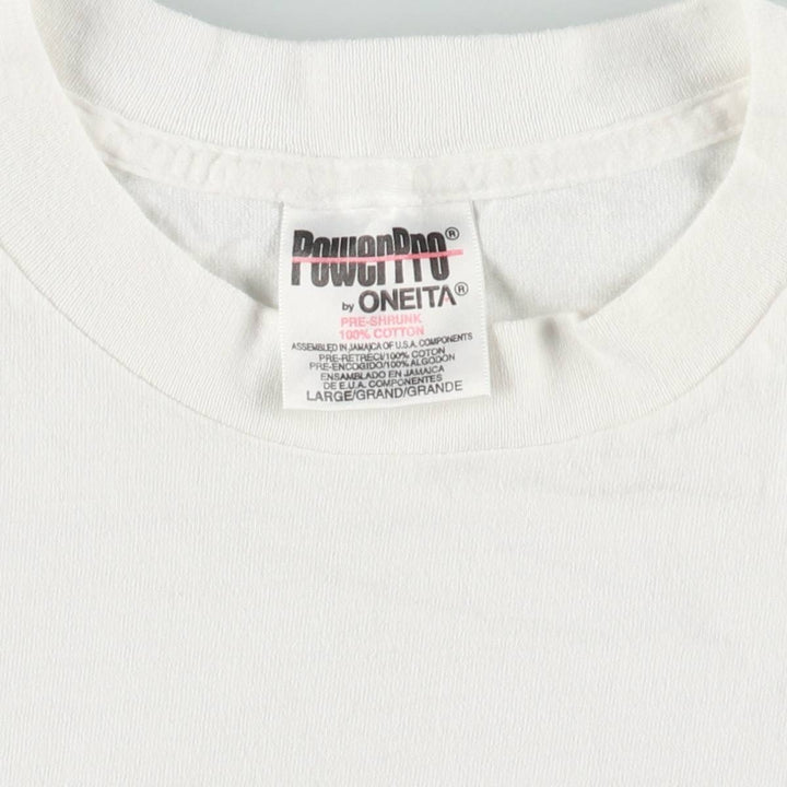 90'S POWERPRO by ONEITA Mobil Advertising T-shirt, Men's Size L (approx.), Vintage cotton white type Vintage Second Hand