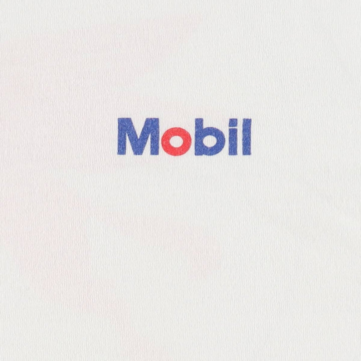 90'S POWERPRO by ONEITA Mobil Advertising T-shirt, Men's Size L (approx.), Vintage cotton white type Vintage Second Hand