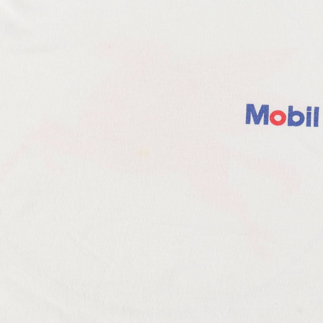 90'S POWERPRO by ONEITA Mobil Advertising T-shirt, Men's Size L (approx.), Vintage cotton white type Vintage Second Hand