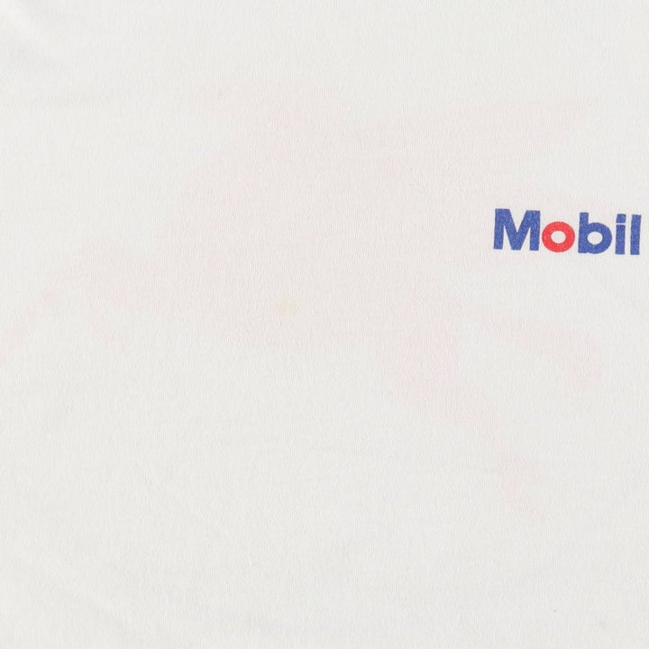 90'S POWERPRO by ONEITA Mobil Advertising T-shirt, Men's Size L (approx.), Vintage cotton white type Vintage Second Hand