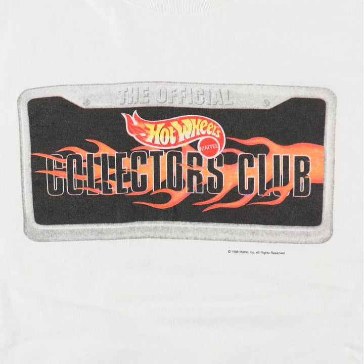 90'S Stedman by Hanes Hot Wheels Collectors Club Advertising T-Shirt, Made in USA, Men's XL equivalent, Vintage cotton white type Vintage Second Hand