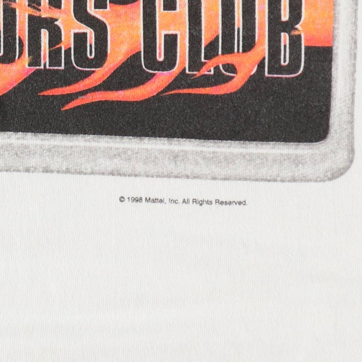 90'S Stedman by Hanes Hot Wheels Collectors Club Advertising T-Shirt, Made in USA, Men's XL equivalent, Vintage cotton white type Vintage Second Hand