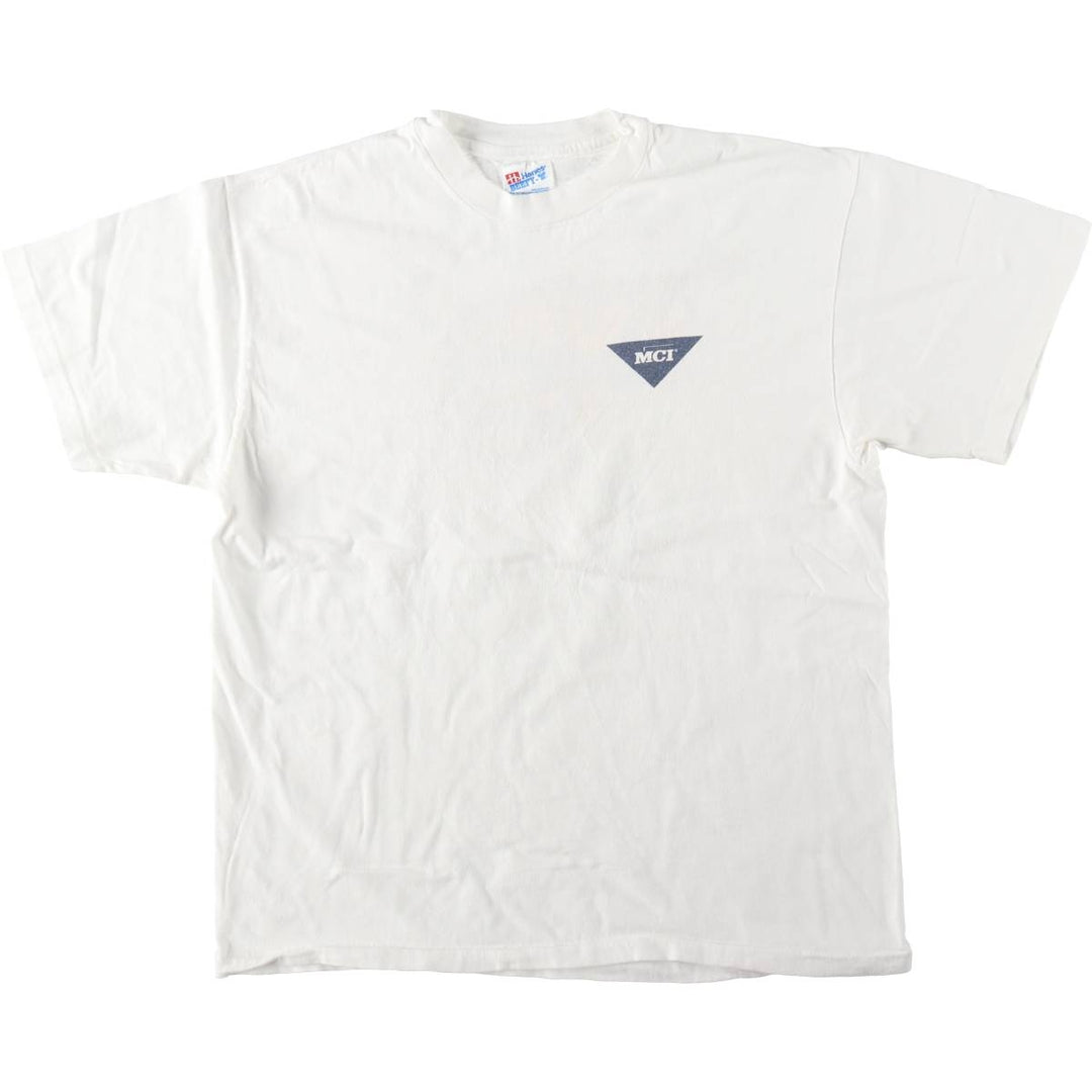 90'S Hanes BEEFY-T MCI Advertising T-Shirt, Made in USA, Men's Size L (approx.), Vintage cotton white type Vintage Second Hand