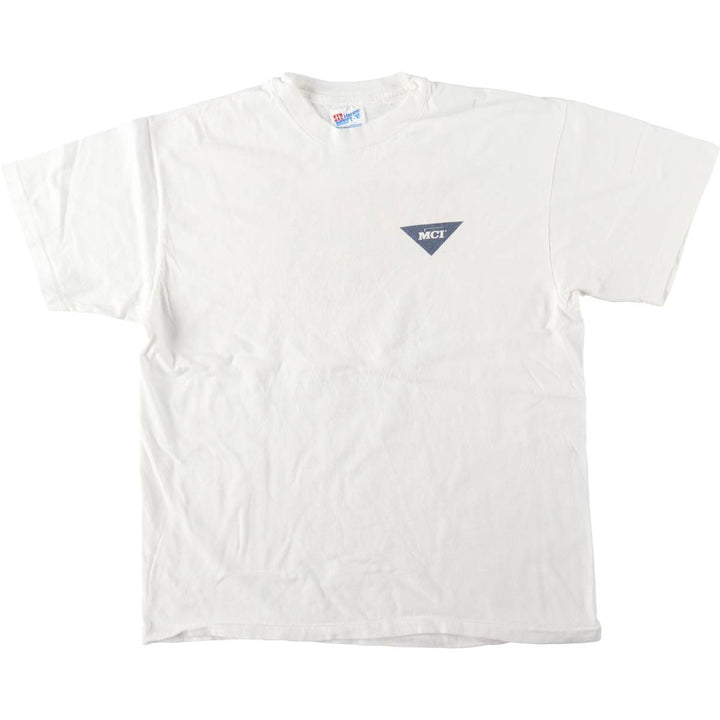 90'S Hanes BEEFY-T MCI Advertising T-Shirt, Made in USA, Men's Size L (approx.), Vintage cotton white type Vintage Second Hand