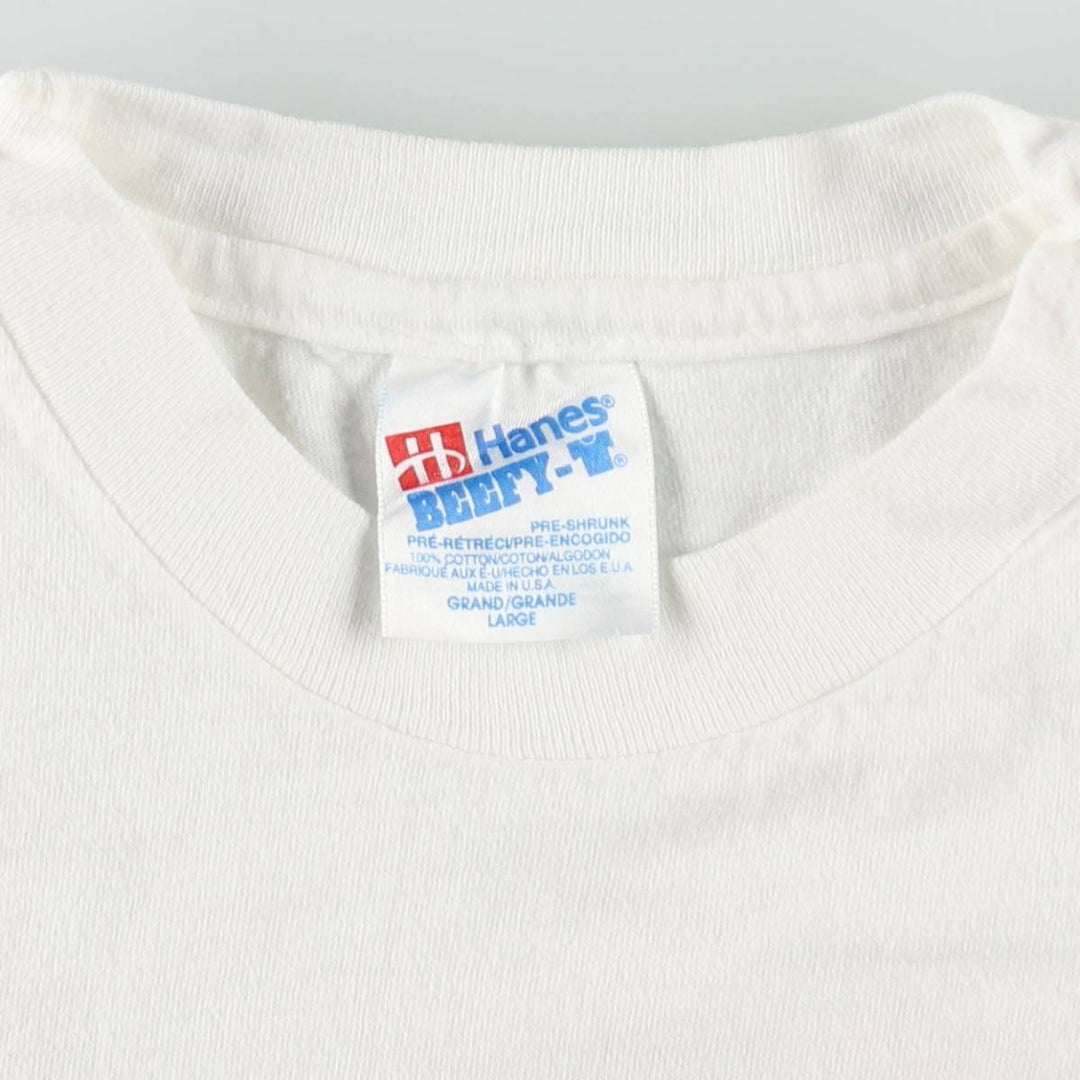 90'S Hanes BEEFY-T MCI Advertising T-Shirt, Made in USA, Men's Size L (approx.), Vintage cotton white type Vintage Second Hand
