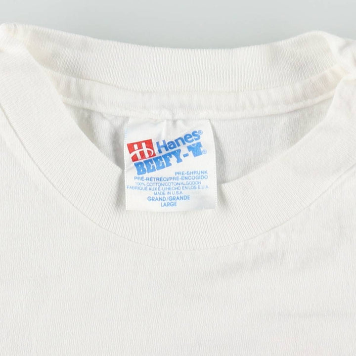 90'S Hanes BEEFY-T MCI Advertising T-Shirt, Made in USA, Men's Size L (approx.), Vintage cotton white type Vintage Second Hand