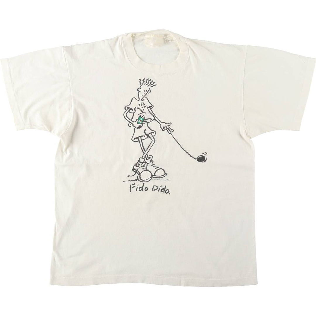~90'S Kaila Rosenhek 7UP Fido Dido Advertising T-Shirt, Made in Canada, Men's Size M (approx.), Vintage cotton white type Vintage Second Hand