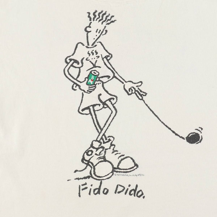 ~90'S Kaila Rosenhek 7UP Fido Dido Advertising T-Shirt, Made in Canada, Men's Size M (approx.), Vintage cotton white type Vintage Second Hand