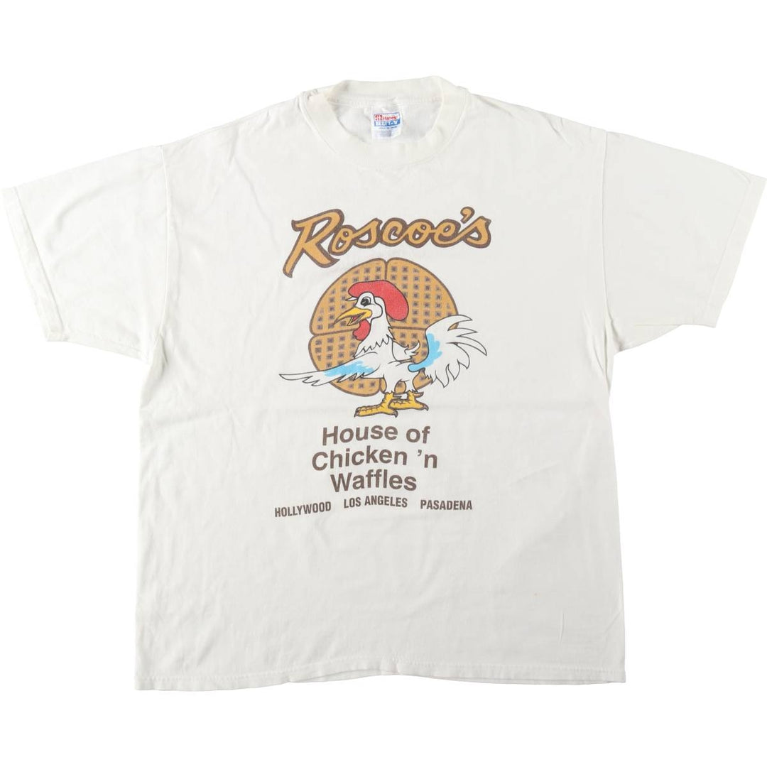 Hanes BEEFY-T Advertising T-Shirt, Made in USA, Men's Size XL (approx.) cotton white type Vintage Second Hand
