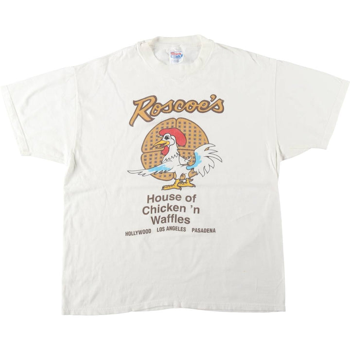 Hanes BEEFY-T Advertising T-Shirt, Made in USA, Men's Size XL (approx.) cotton white type Vintage Second Hand