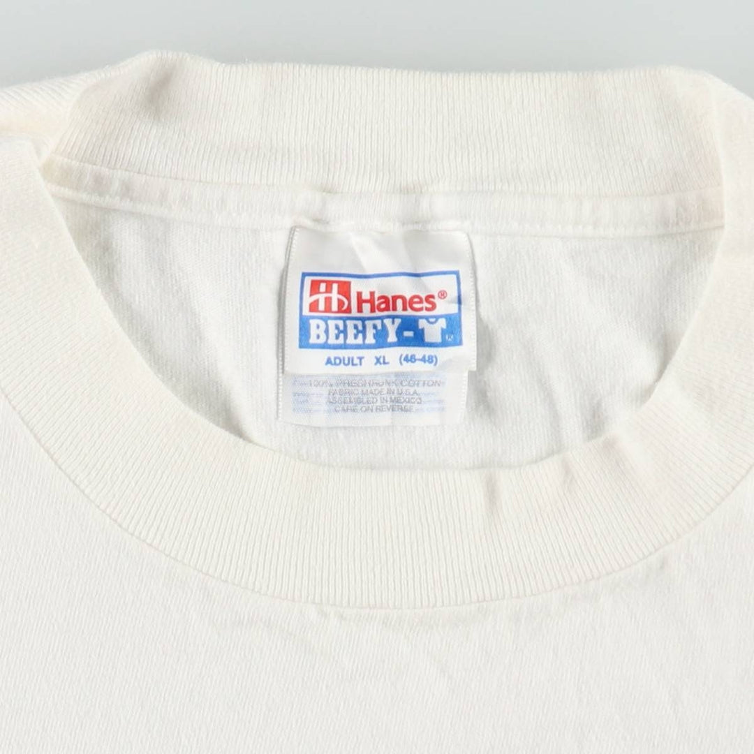 Hanes BEEFY-T Advertising T-Shirt, Made in USA, Men's Size XL (approx.) cotton white type Vintage Second Hand