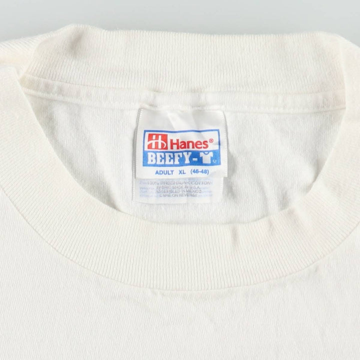 Hanes BEEFY-T Advertising T-Shirt, Made in USA, Men's Size XL (approx.) cotton white type Vintage Second Hand