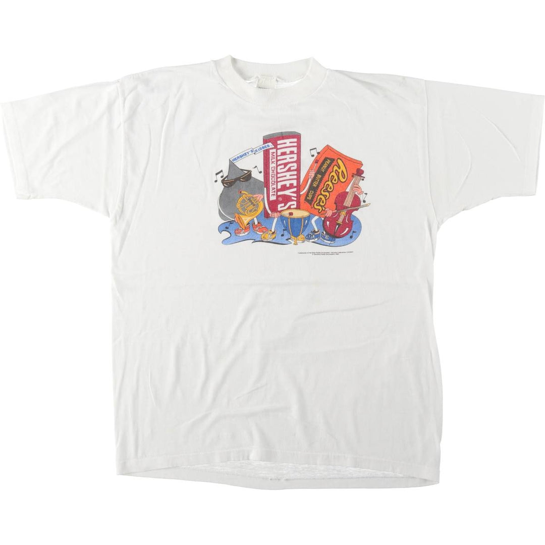 HERSHEY'S Advertising T-Shirt, Made in USA, Men's XL equivalent, Vintage. polyester white type Vintage Second Hand