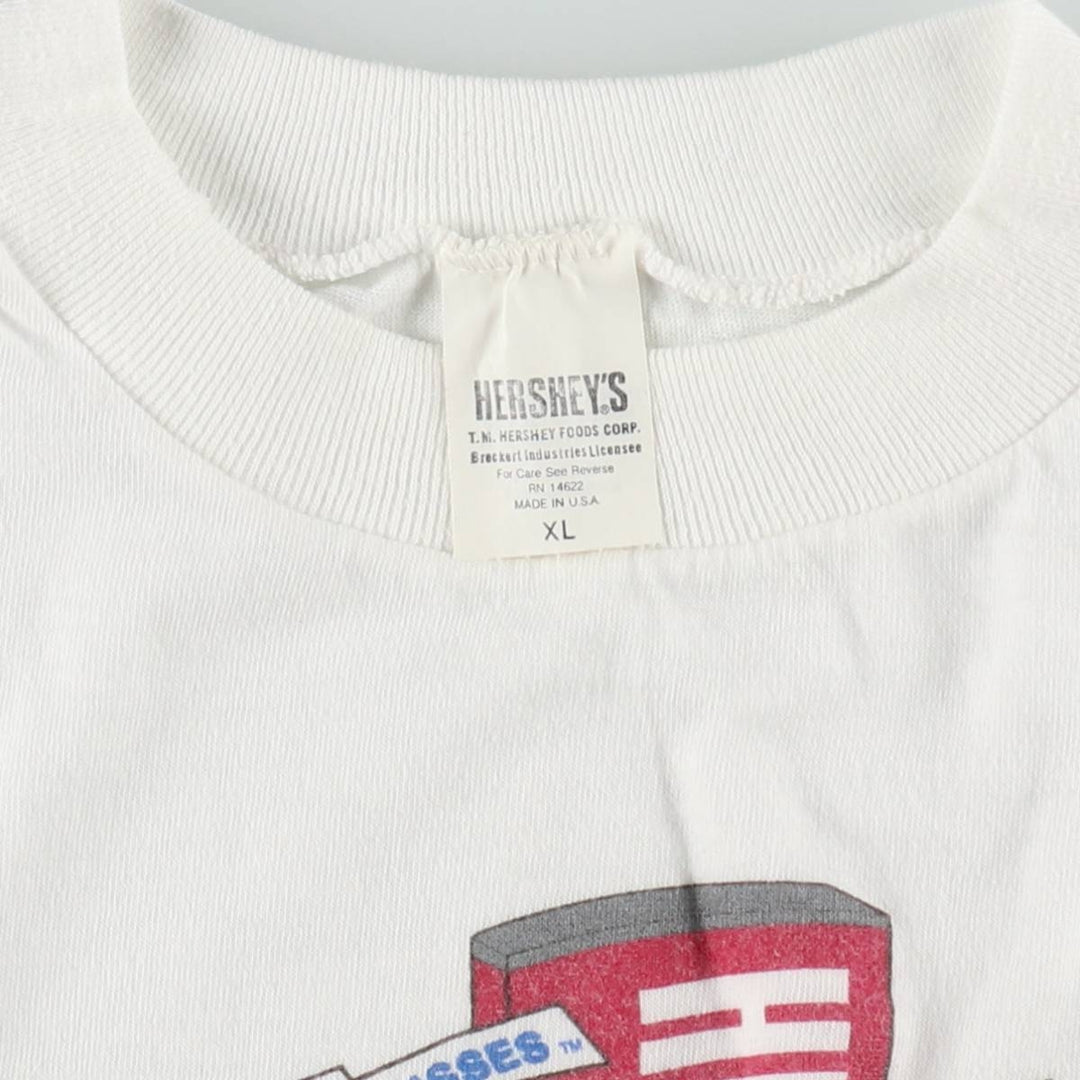 HERSHEY'S Advertising T-Shirt, Made in USA, Men's XL equivalent, Vintage. polyester white type Vintage Second Hand