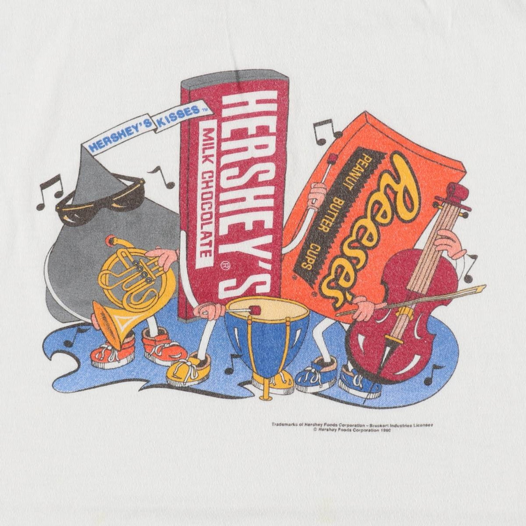 HERSHEY'S Advertising T-Shirt, Made in USA, Men's XL equivalent, Vintage. polyester white type Vintage Second Hand