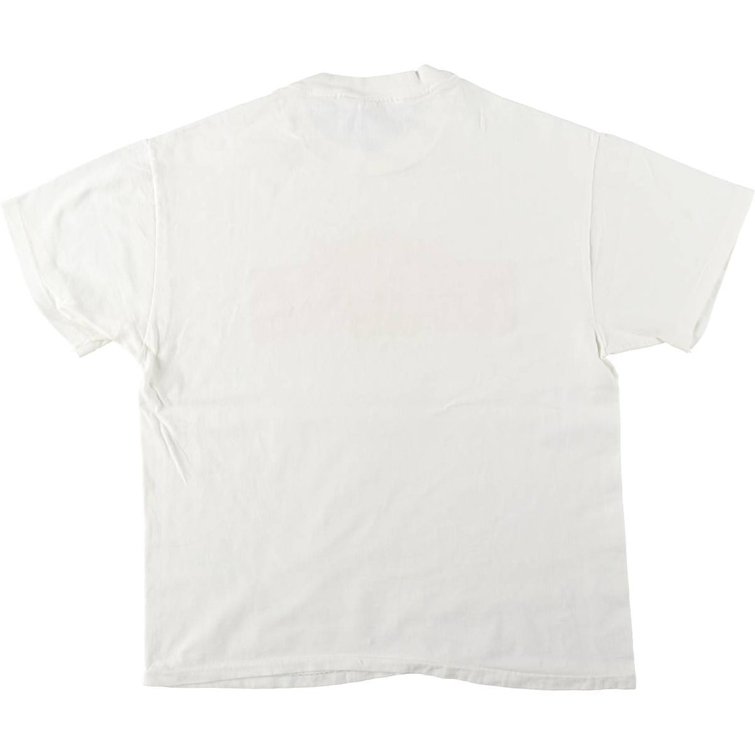 1980'S Hanes BEEFY-T Blue Tag Advertising T-Shirt, Made in USA, Men's Size L (approx.), Vintage cotton white type Vintage Second Hand
