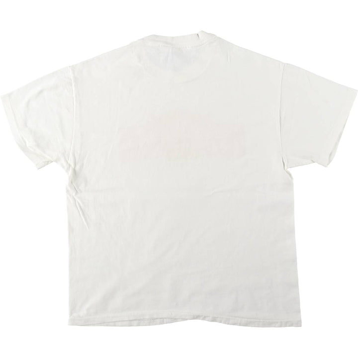 1980'S Hanes BEEFY-T Blue Tag Advertising T-Shirt, Made in USA, Men's Size L (approx.), Vintage cotton white type Vintage Second Hand