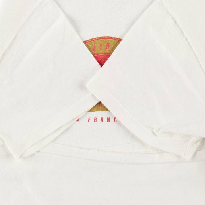 1980'S Hanes BEEFY-T Blue Tag Advertising T-Shirt, Made in USA, Men's Size L (approx.), Vintage cotton white type Vintage Second Hand