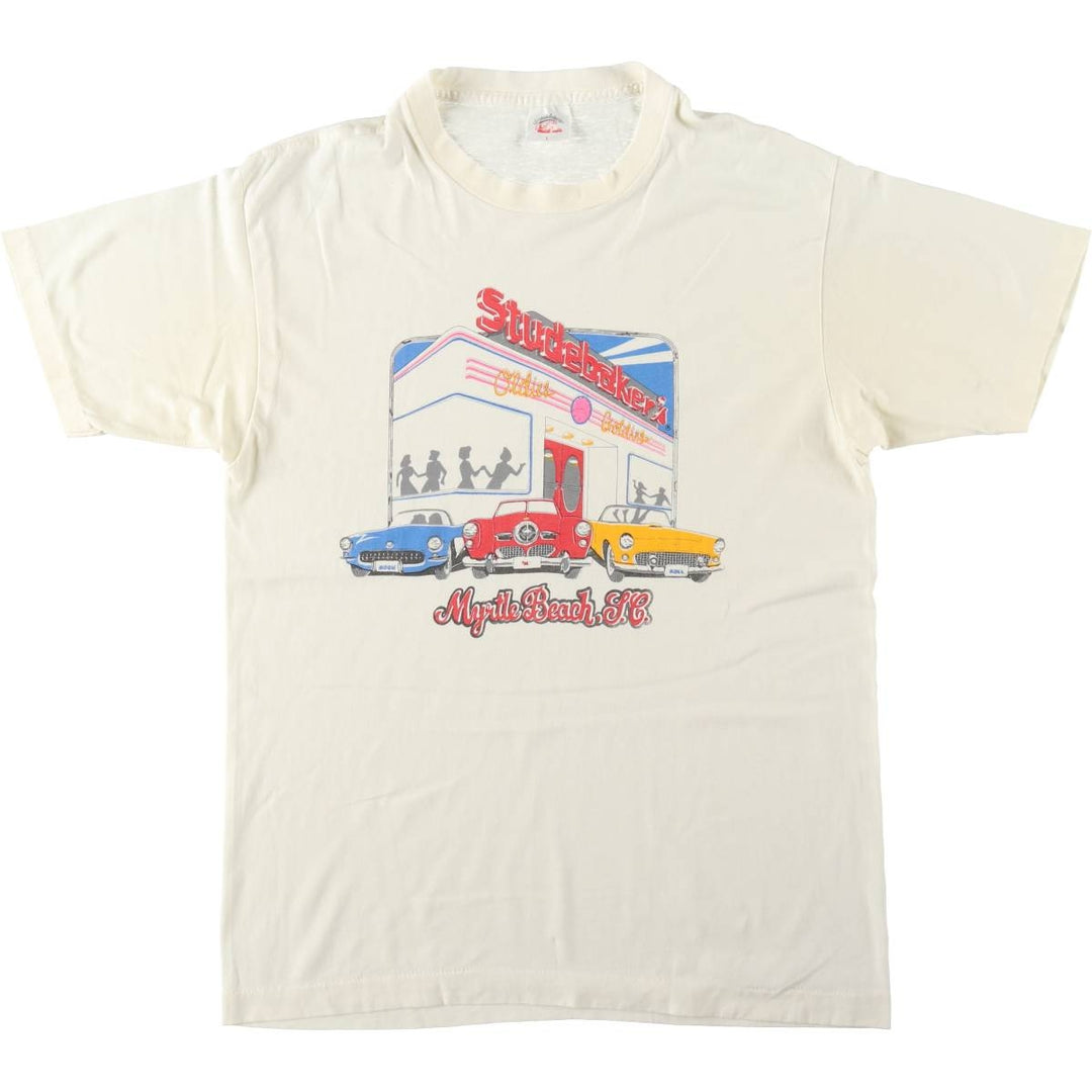 ~90'S Studebakers Advertising T-Shirt, Made in USA, Men's Size L (approx.), Vintage cotton white type Vintage Second Hand