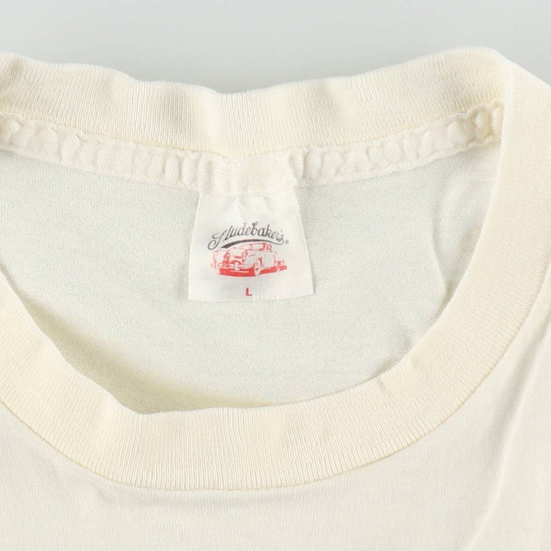 ~90'S Studebakers Advertising T-Shirt, Made in USA, Men's Size L (approx.), Vintage cotton white type Vintage Second Hand