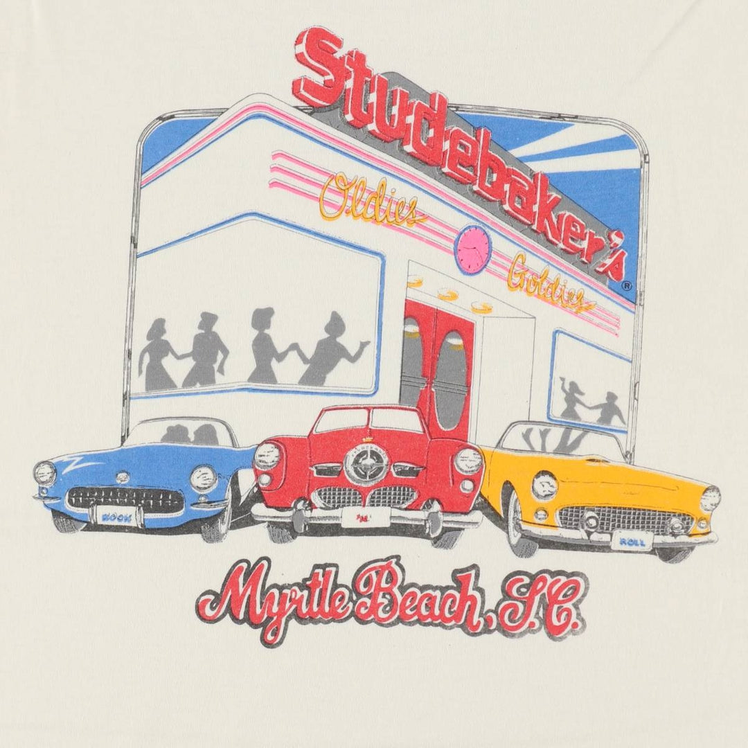 ~90'S Studebakers Advertising T-Shirt, Made in USA, Men's Size L (approx.), Vintage cotton white type Vintage Second Hand