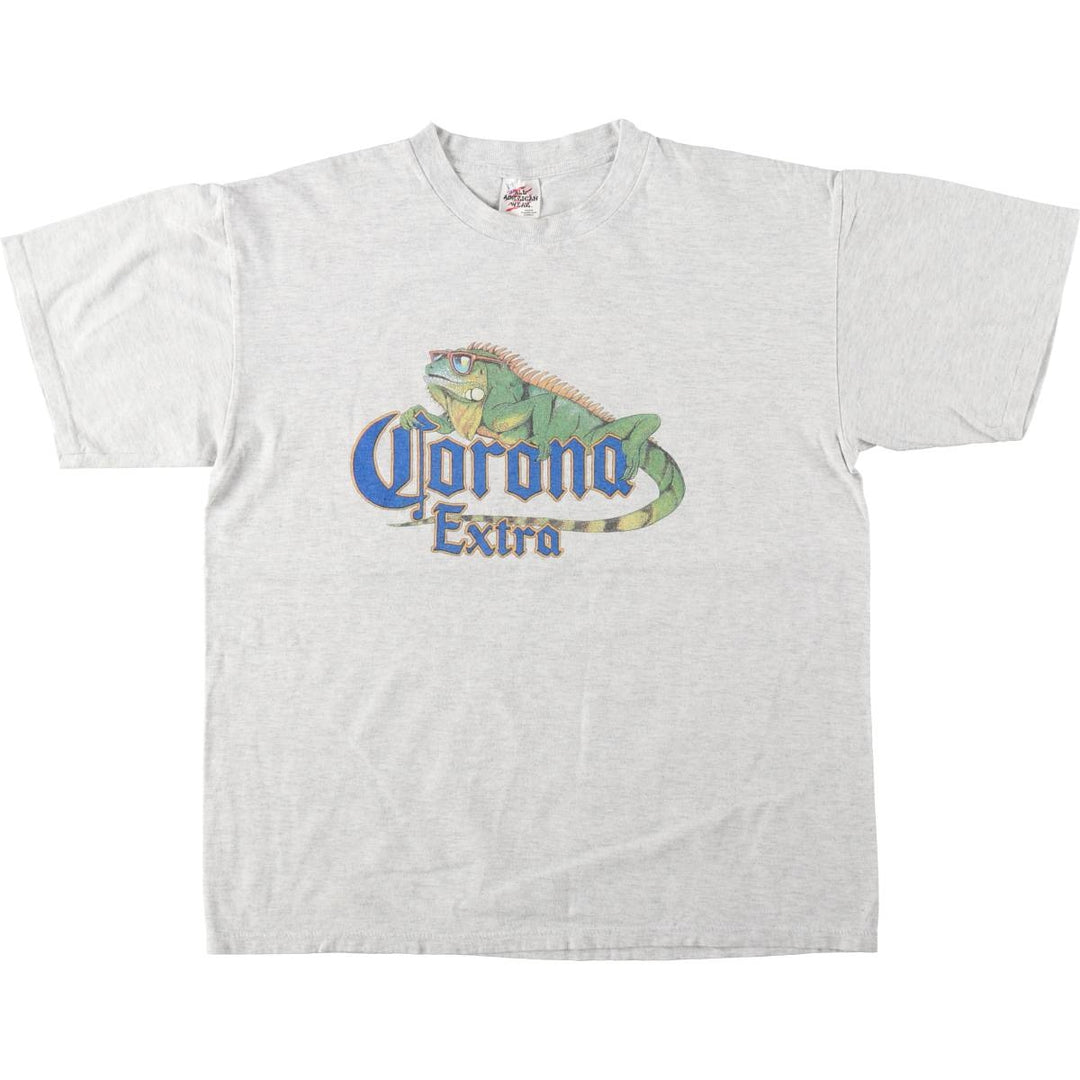 90'S All American Wear CORONA EXTRA Advertising T-Shirt, Men's Size L (approx.), Vintage cotton gray type Vintage Second Hand