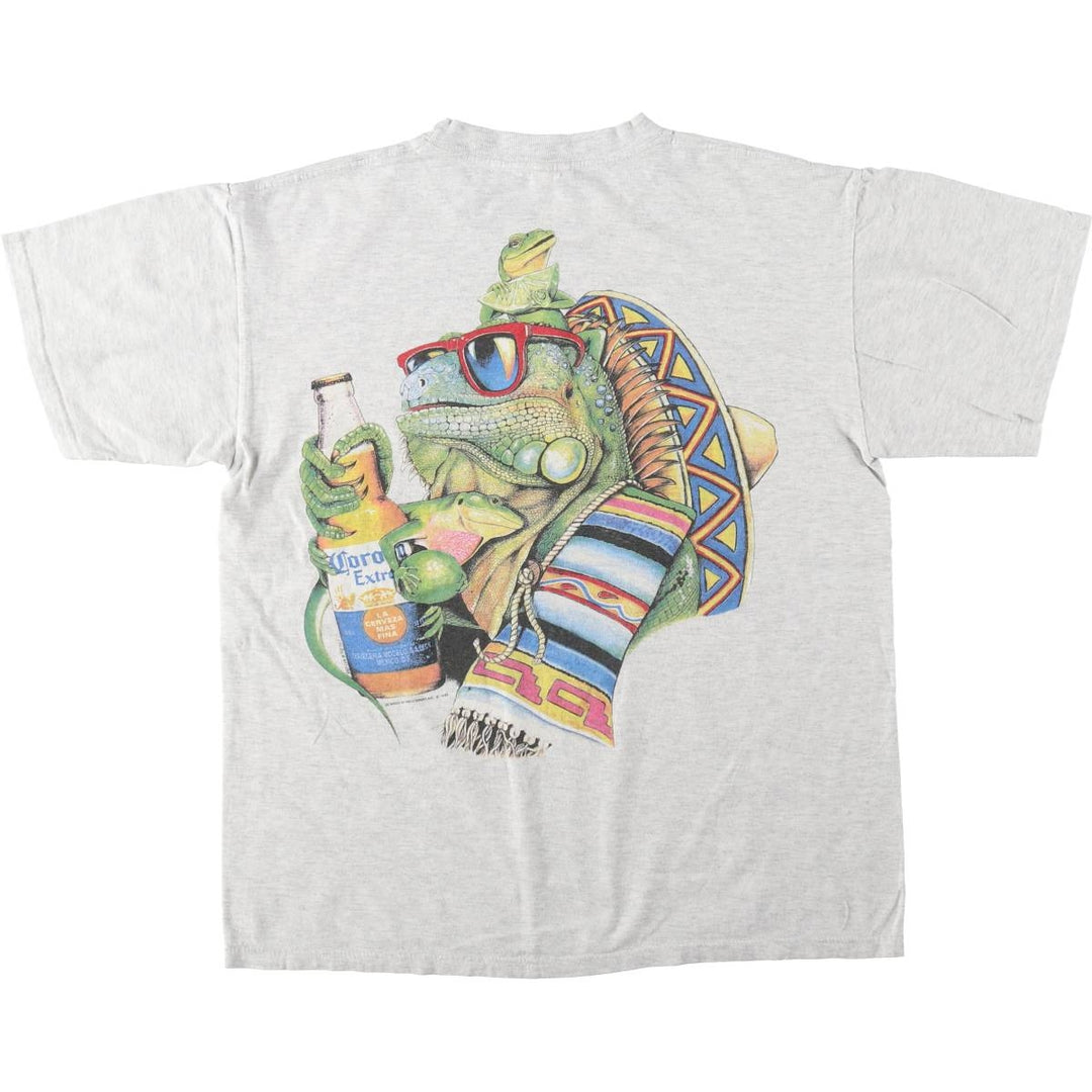 90'S All American Wear CORONA EXTRA Advertising T-Shirt, Men's Size L (approx.), Vintage cotton gray type Vintage Second Hand