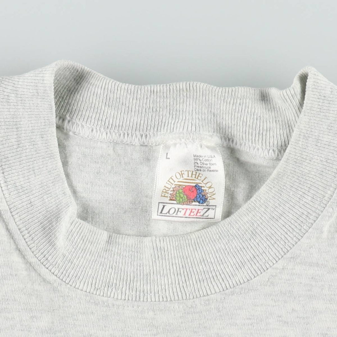90'S Fruit of the Loom LOFTEEZ Advertising T-Shirt, Made in USA, Men's Size L (approx.), Vintage cotton gray type Vintage Second Hand