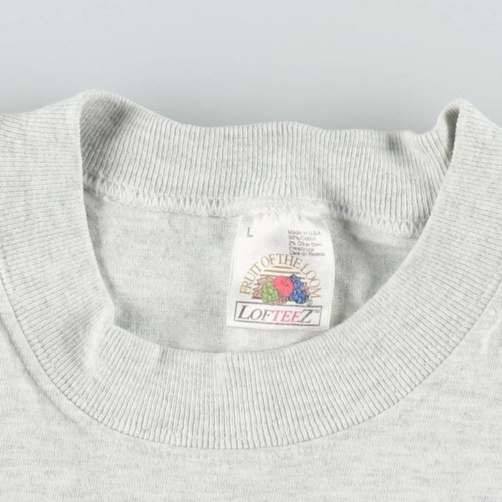 90'S Fruit of the Loom LOFTEEZ Advertising T-Shirt, Made in USA, Men's Size L (approx.), Vintage cotton gray type Vintage Second Hand