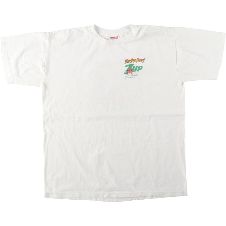 90'S NATIONAL advertising T-shirt, Made in USA, Men's XL equivalent, Vintage cotton white type Vintage Second Hand