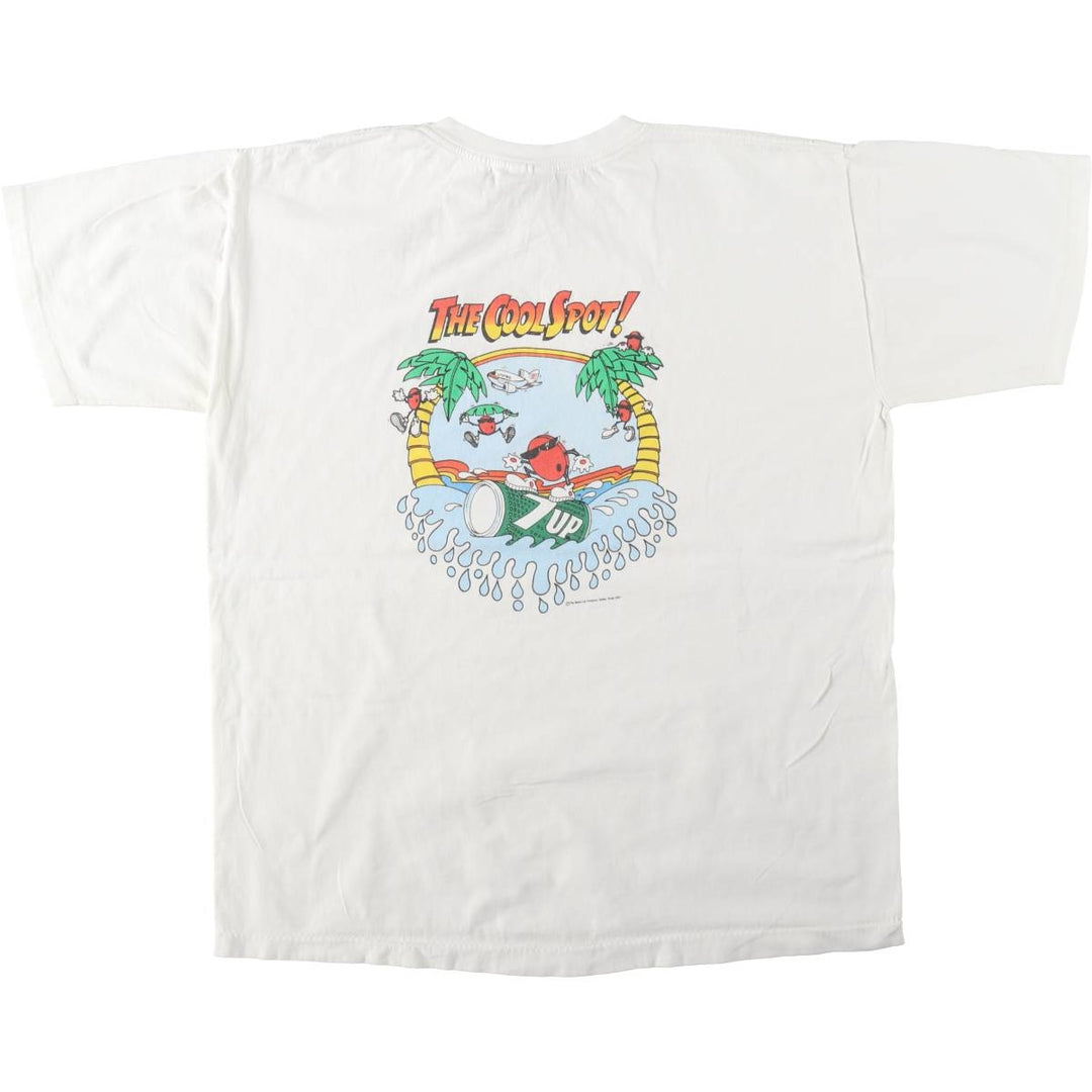 90'S NATIONAL advertising T-shirt, Made in USA, Men's XL equivalent, Vintage cotton white type Vintage Second Hand