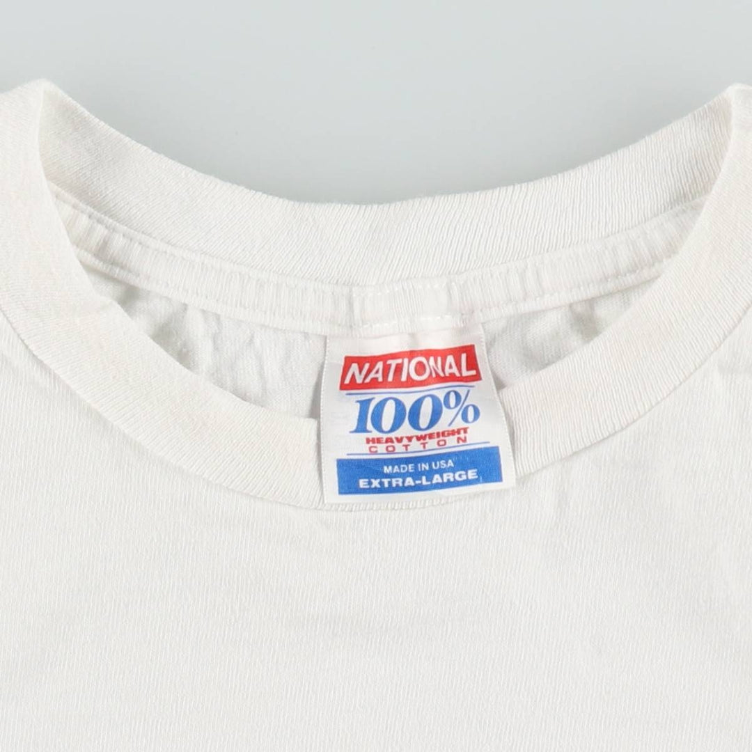 90'S NATIONAL advertising T-shirt, Made in USA, Men's XL equivalent, Vintage cotton white type Vintage Second Hand