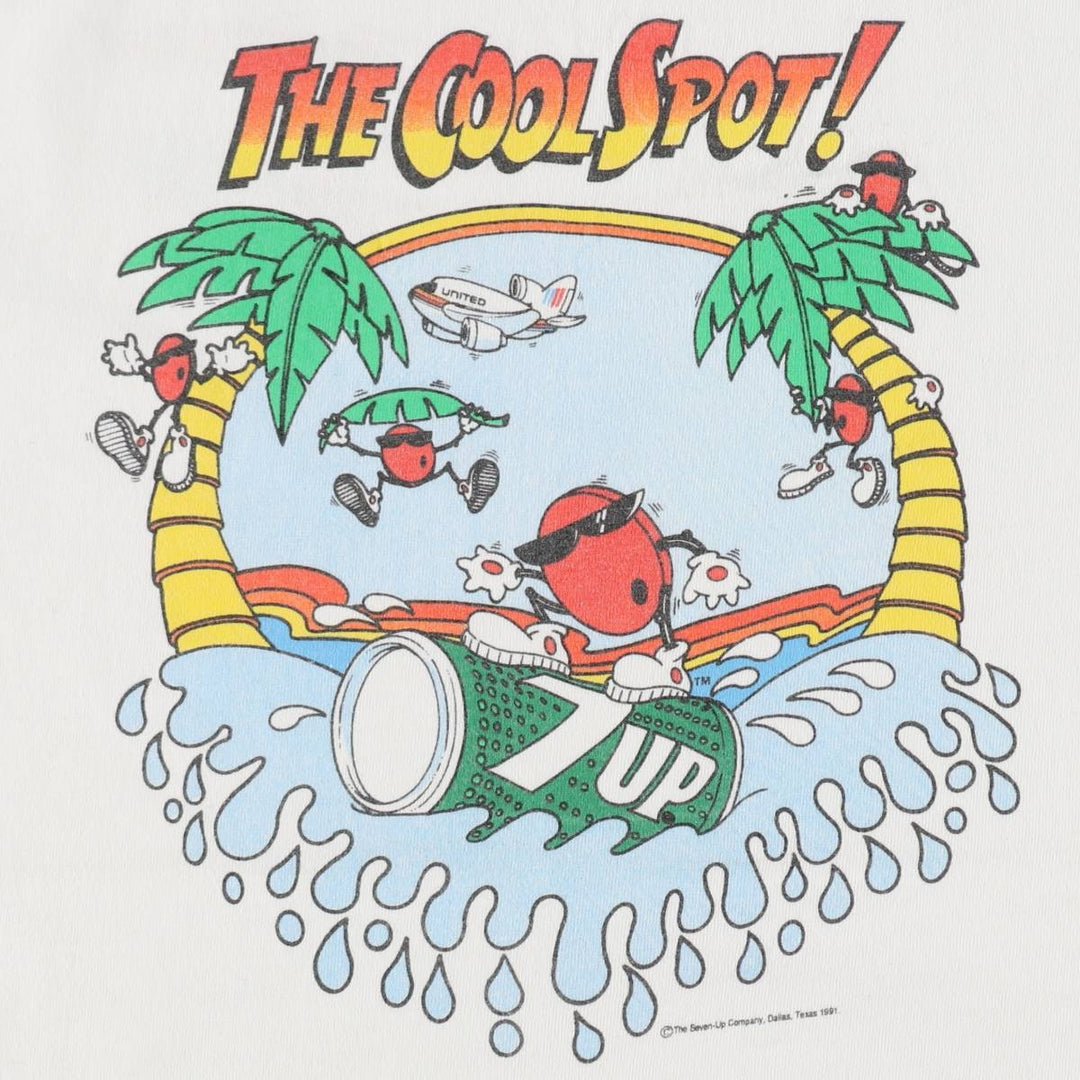 90'S NATIONAL advertising T-shirt, Made in USA, Men's XL equivalent, Vintage cotton white type Vintage Second Hand